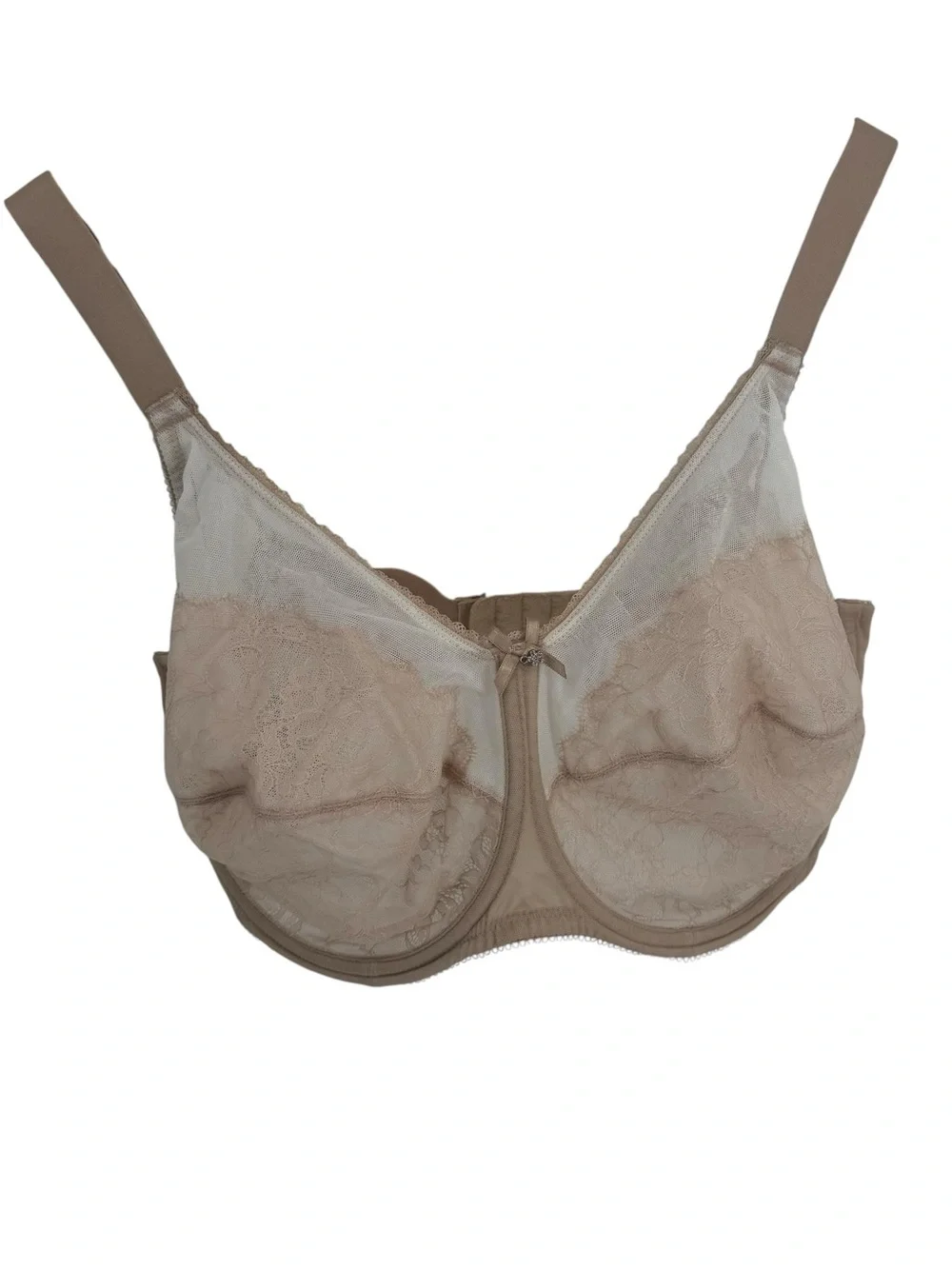 Wacoal 855186 Size 44H Bra Nude Beige Lace Polka Dot Full Coverage underwire - Picture 1 of 6
